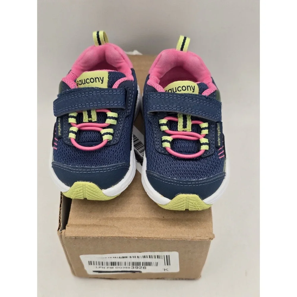 Saucony Wind‎ A/C Pink Green Hook & Loop Running Sneakers Shoes Kids 4M